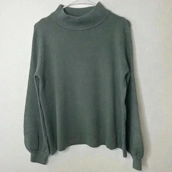 FATE Womens Long Sleeve Pullover Sweatshirt Size S Green Mock Neck Bishop Sleeve - Picture 1 of 8